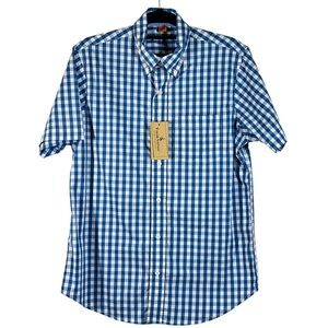 Tailor Vintage Gingham Short Sleeve Button Down Fast Dry Shirt Sz S NWT